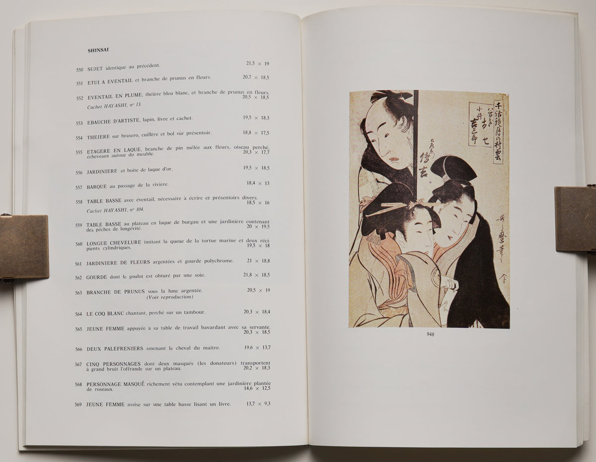 Collection de Monsieur X, Drouot 1977: lot descriptions facing a full-page ukiyo-e plate
