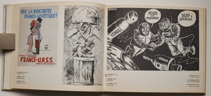 Satire in the Struggle for Peace (1979): spread of satirical posters, including a France–USSR design