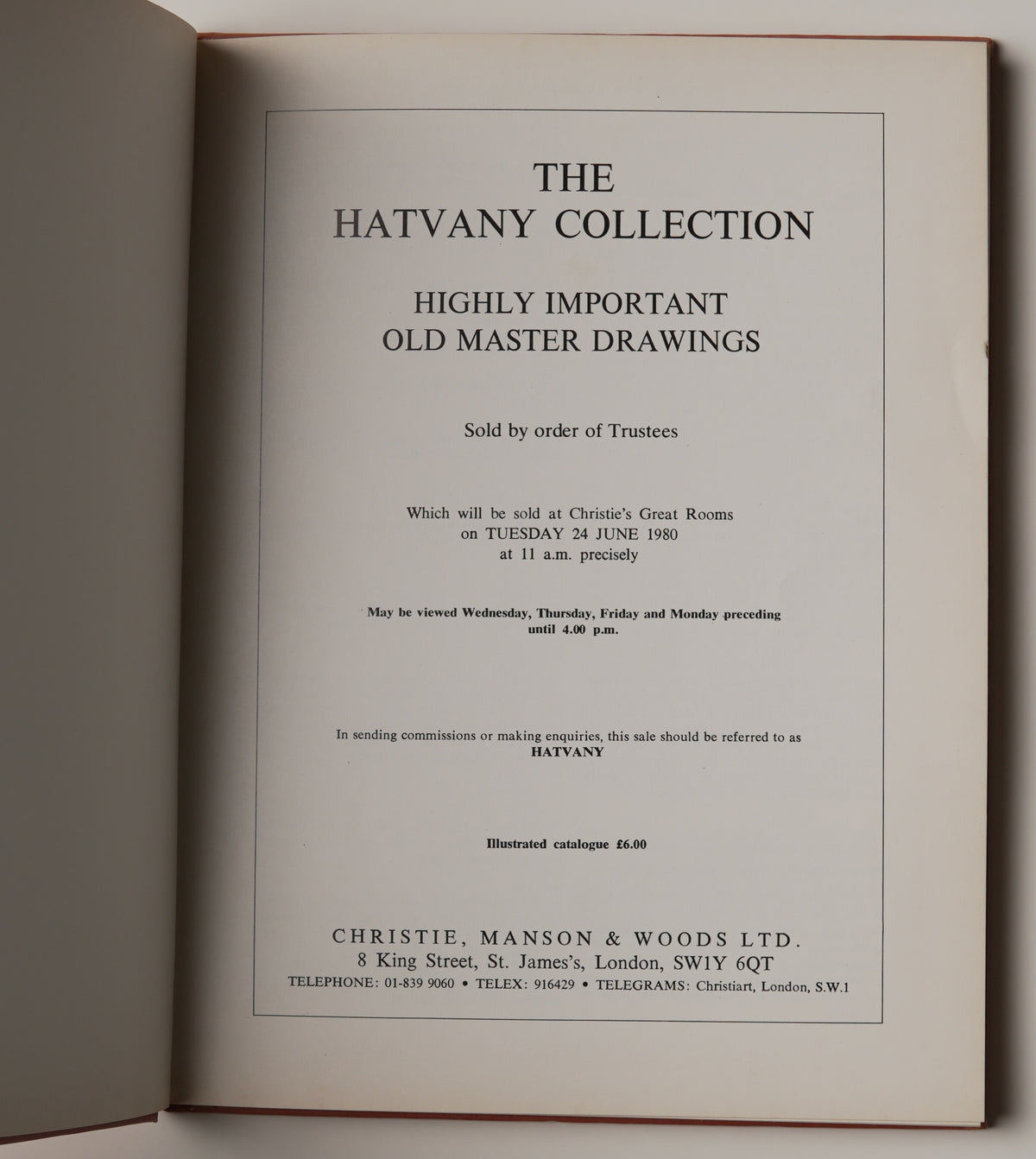 The Hatvany Collection, Christie's 1980: title page
