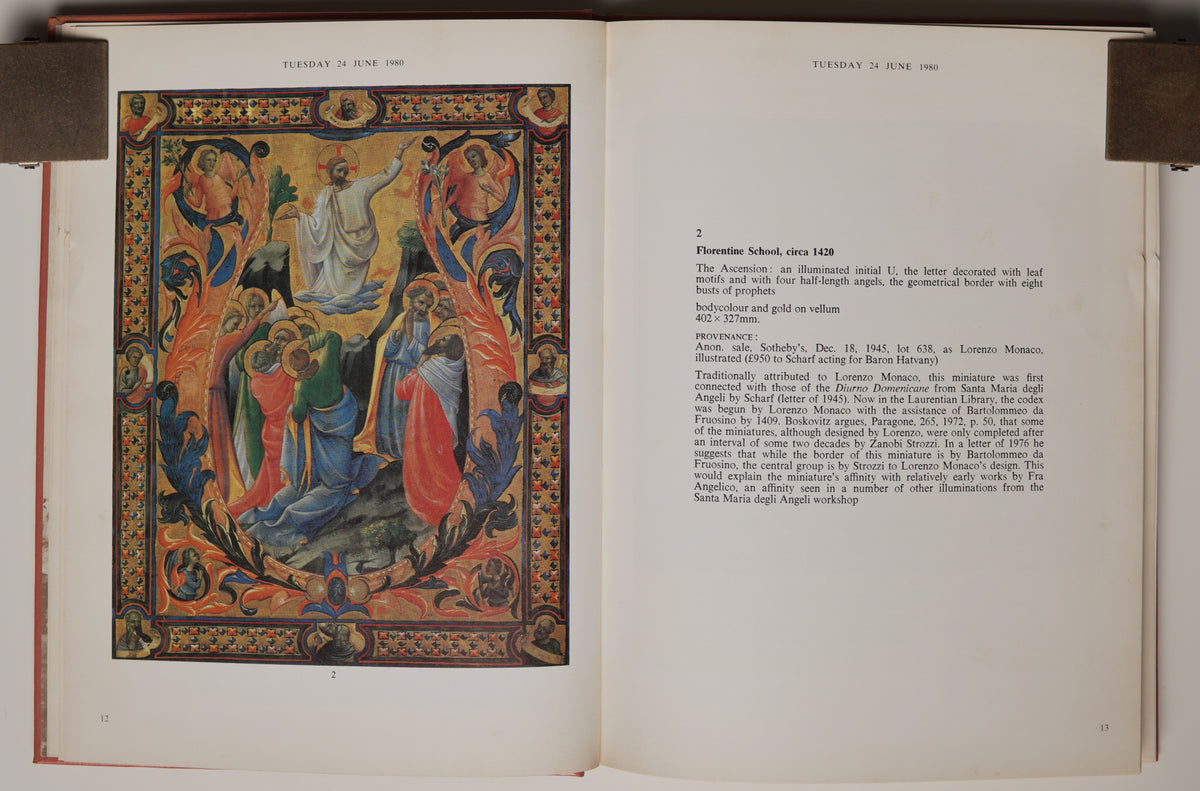 The Hatvany Collection, Christie's 1980: colour plate of an illuminated cutting facing its lot entry