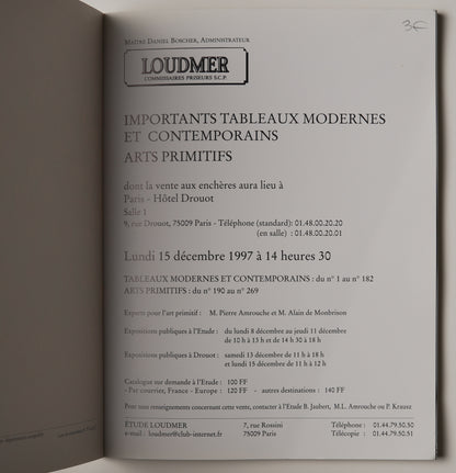 Loudmer, Paris 1997 sale catalogue: title page with sale details