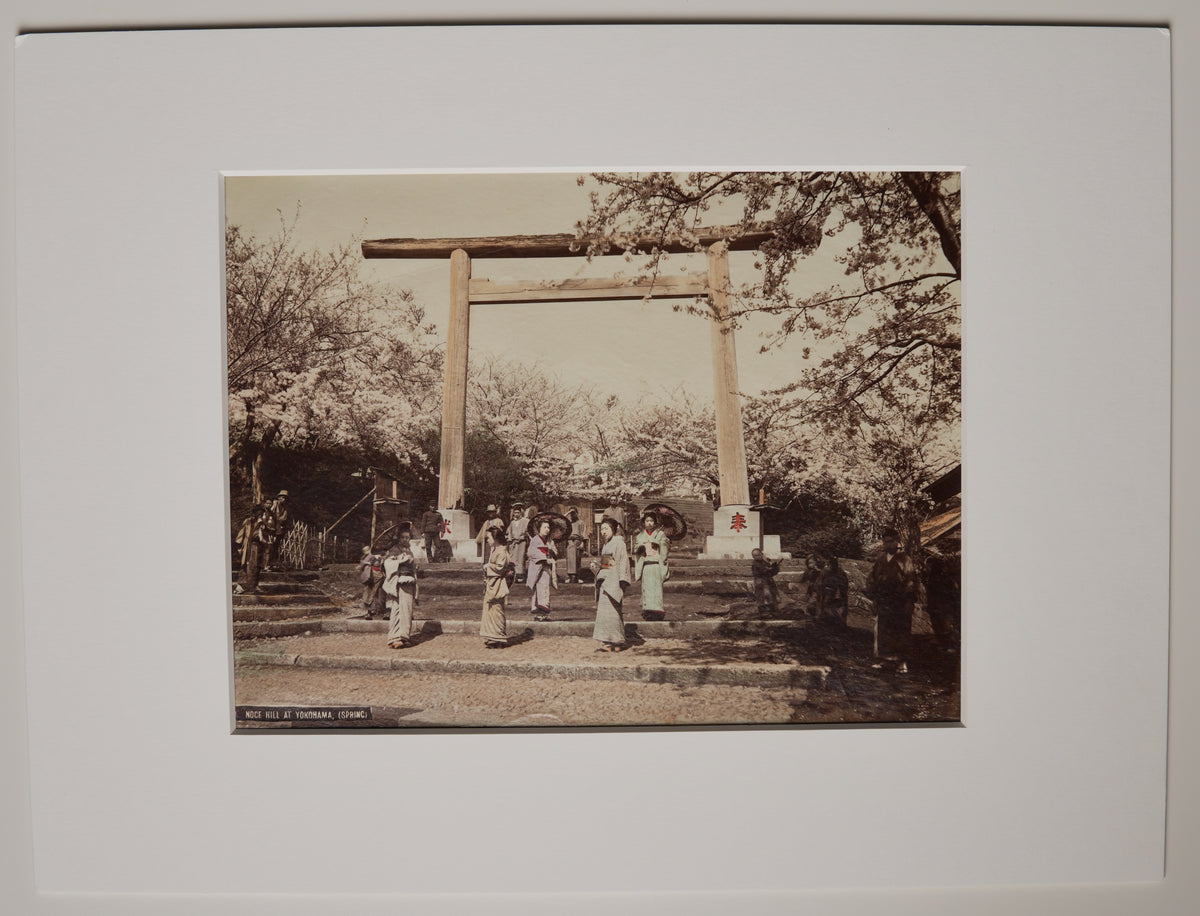 Noge Hill, Yokohama, hand-colored albumen print: the full sheet with its margins